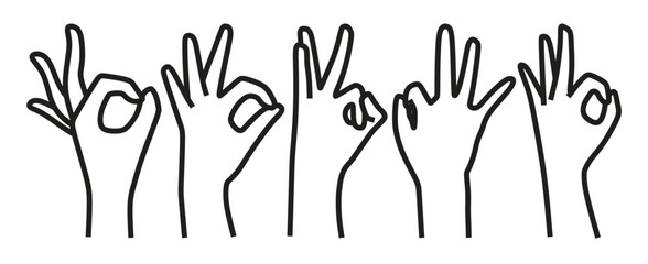 ok hand symbol, line art, black icon