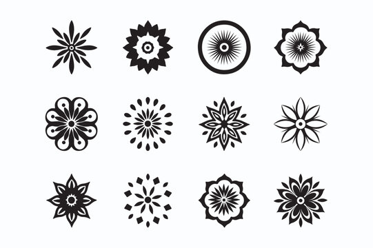 Set of Mandala Illustration Design, geometrical Mandala Clipart, coloring book interior, Muslim mandala, Line art, Round Ornament Pattern, Illustration of mandala art decor design, silhouette.
