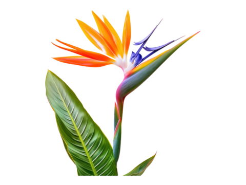Bird of paradise flower. Isolated PNG