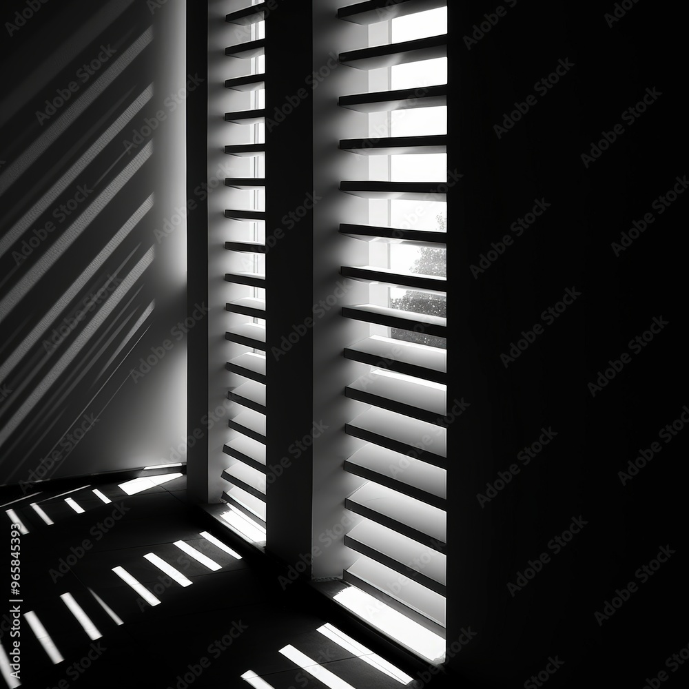 Poster light streams through blinds