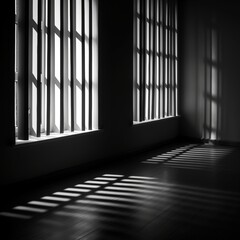 Light streams in through blinds.