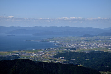 	霊仙山からの眺め、長浜市街と琵琶湖