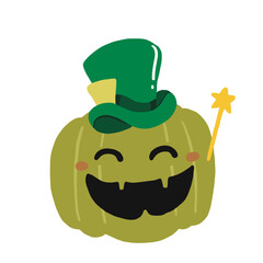 Halloween pumpkin cute face character illustration