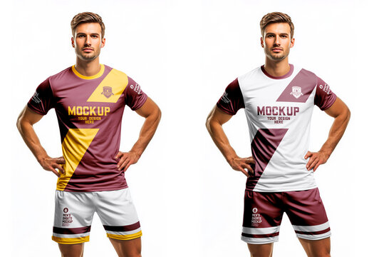 Man in a Football Kit T-Shirt Mockup with Generative AI