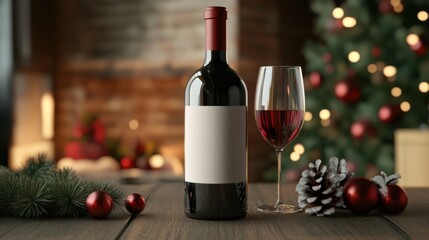 Elegant Personalized Wine Bottle with Custom Label for Festive Celebration, 3D Rendered Unique Gift Idea