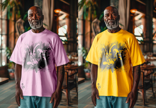 Old Man in a T-Shirt with Generative AI