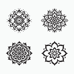 Set of Mandala Illustration Design, geometrical Mandala Clipart, coloring book interior, Muslim mandala, Line art, Round Ornament Pattern, Illustration of mandala art decor design, silhouette.