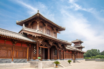 Taiyuan Shanxi China Jun 16th 2024: the view of Jin Wengong Shrine. a historical site dedicated to Duke Wen of Jin, a notable ruler from the Spring and Autumn period of Chinese history.