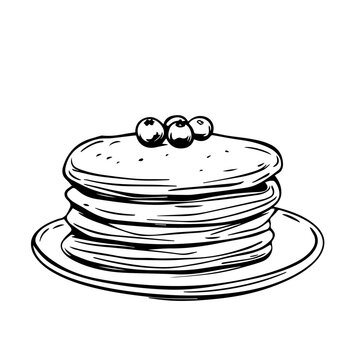 stack of pancakes with blueberries clip art preview