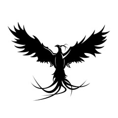 Logo Oiseau de feu, phénix, prenant son envol