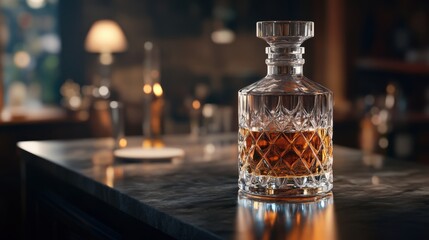 Exquisite Engraved Whiskey Decanter &acirc;&euro;&ldquo; Personalized Bar Accessory with Custom Text, Perfect Gift Idea | 3D Illustration of Luxury Glassware