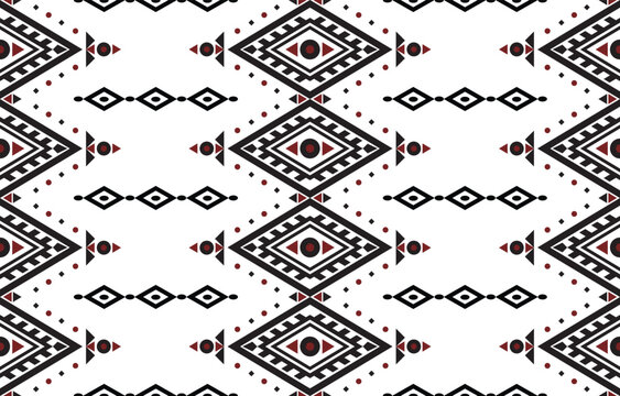 Ethnic seamless pattern geometric ornament black white. vector design for background, wallpaper, clothing, fabric, carpet, textile, printing