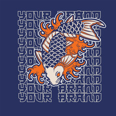 Fish koi logo and symbol vector image	