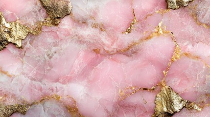 Soft Pink Marble with Bronze Horizontal Background.