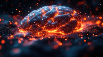 A glowing brain-like structure amidst a cosmic background.