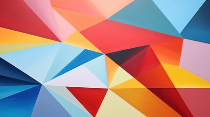 Vibrant Geometric Abstract Art. Colorful Triangles and Polygons on Canvas