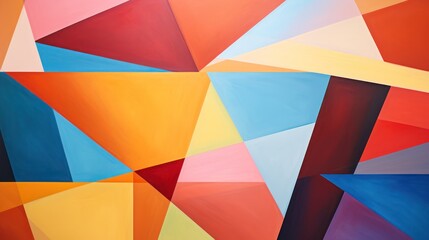 Vibrant Geometric Abstract Art. Colorful Triangles and Polygons on Canvas