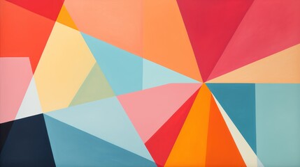 Vibrant Geometric Abstract Art. Colorful Triangles and Polygons on Canvas