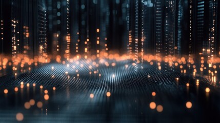 Abstract Digital Cityscape with Glowing Lights