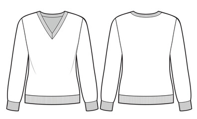 Women V-neck Basic Sweater slim fit.