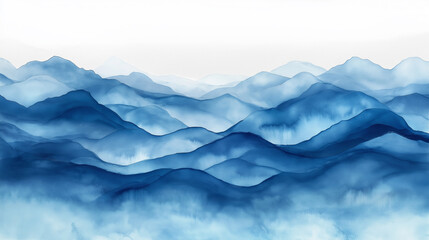 A blue ocean with mountains in the background