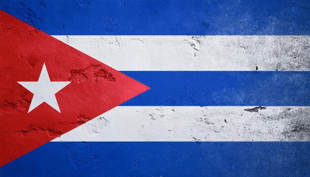 Cuban flag background with a paint splash texture on the wall