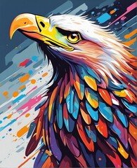 Fototapeta premium American eagle set. Bald eagle logo. Wild birds drawing. Head of an eagle