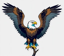 Obraz premium American eagle set. Bald eagle logo. Wild birds drawing. Head of an eagle