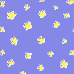 手描き風のゆるふわ花柄の背景イラスト23