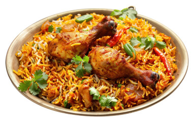 Fototapeta premium PNG A chicken Handi Biryani plate food meal.