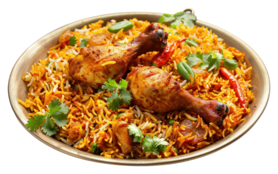 PNG A chicken Handi Biryani plate food meal.