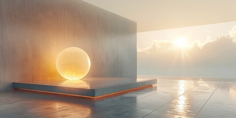 Serene depiction of lamp against pure white backdrop, capturing minimalist design and soft luminosity, evoking contemporary elegance and peace. Lighting concept