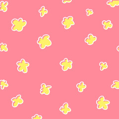 手描き風のゆるふわ花柄の背景イラスト18