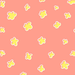 手描き風のゆるふわ花柄の背景イラスト17