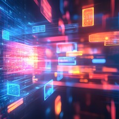 A conceptual image showing a digital brick wall on a computer screen.