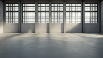 A large, empty room with a lot of windows