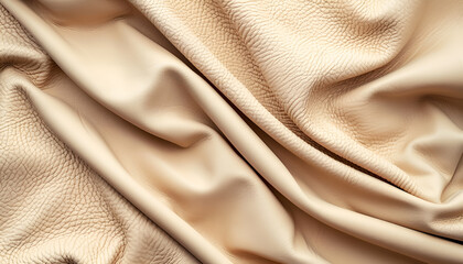 Fototapeta premium Beautiful beige leather as background, top view