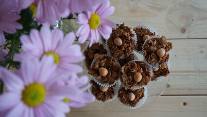 Chocolate covered cornflake cakes for Easter part celebration