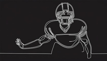 Single continuous line of American football athlete