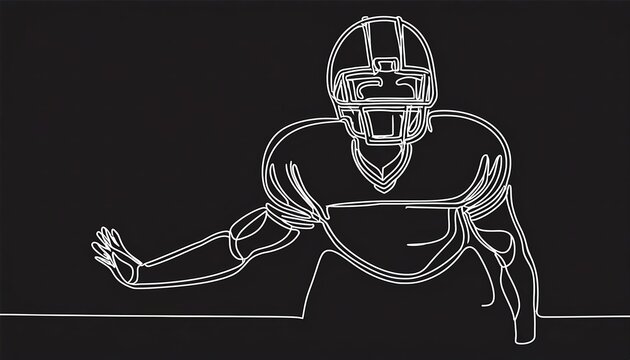 recommend clip art: Single continuous line of American football athlete