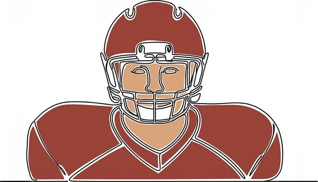 recommend clip art: Single continuous line of American football athlete