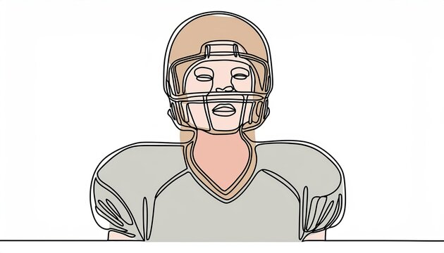 recommend clip art: Single continuous line of American football athlete