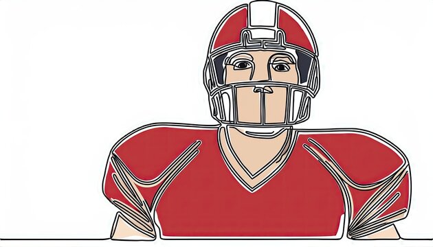 recommend clip art: Single continuous line of American football athlete