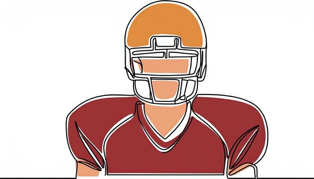 recommend clip art: Single continuous line of American football athlete