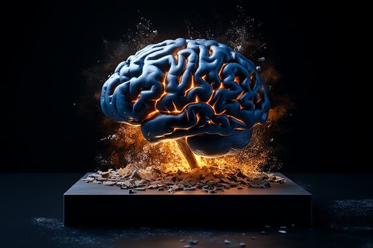 Brain immersed in solving a mystery firing rapidly as it pieces together clues, revealing hidden truths