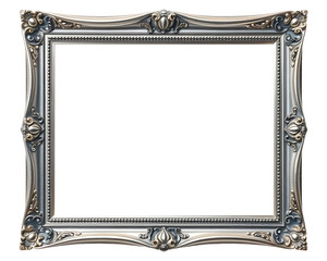Silver frame with patterns isolated on transparent background