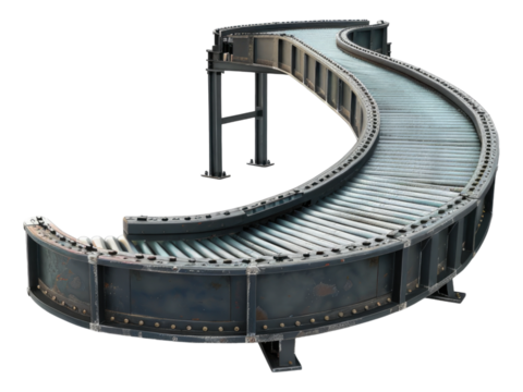 Automated conveyor belt. Isolated PNG