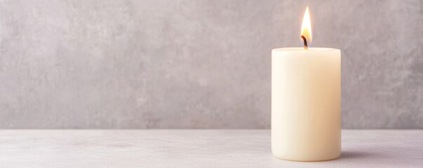 A lone candle slowly melting in front of a portrait, memorial, symbol of remembrance