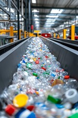 A photostock image of a modern recycling facility processing waste materials, ideal for sustainability and eco-friendly campaigns