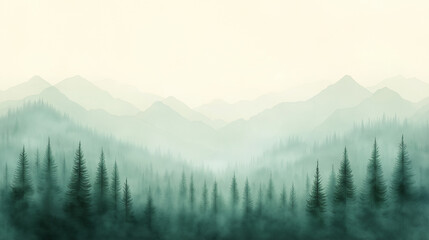 Fototapeta premium A mountain range with a misty, foggy atmosphere